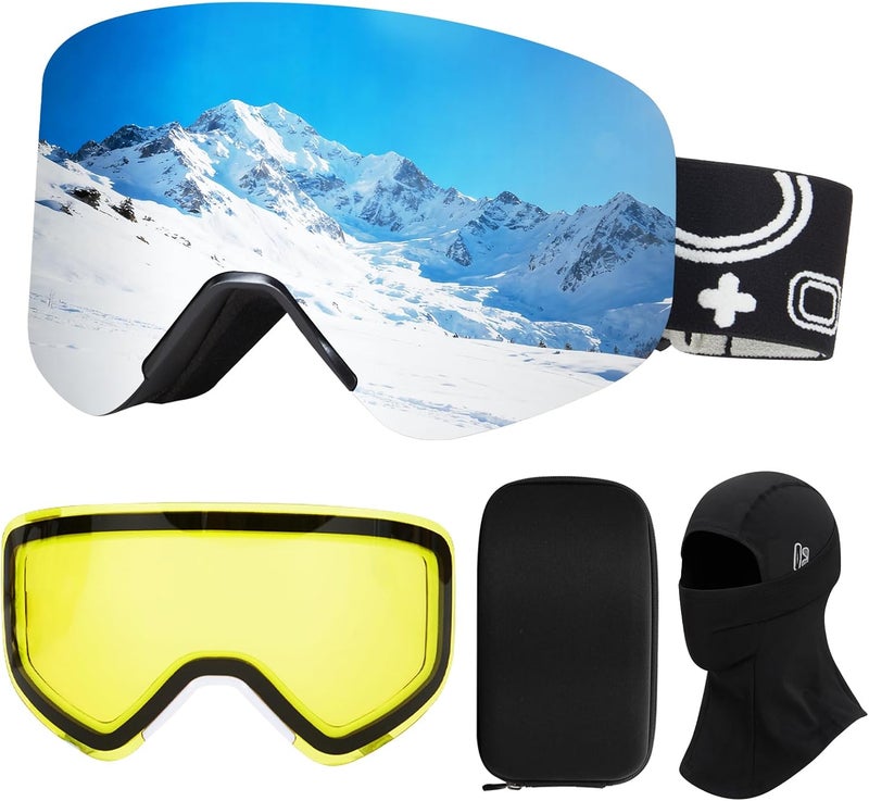 MXJ Gear Ski Goggles,OTG Snowboard Goggles Magnetic Interchangeable Lens,UV Protection Anti-fog,YH879B Snow Goggles for Men Women - Image 1